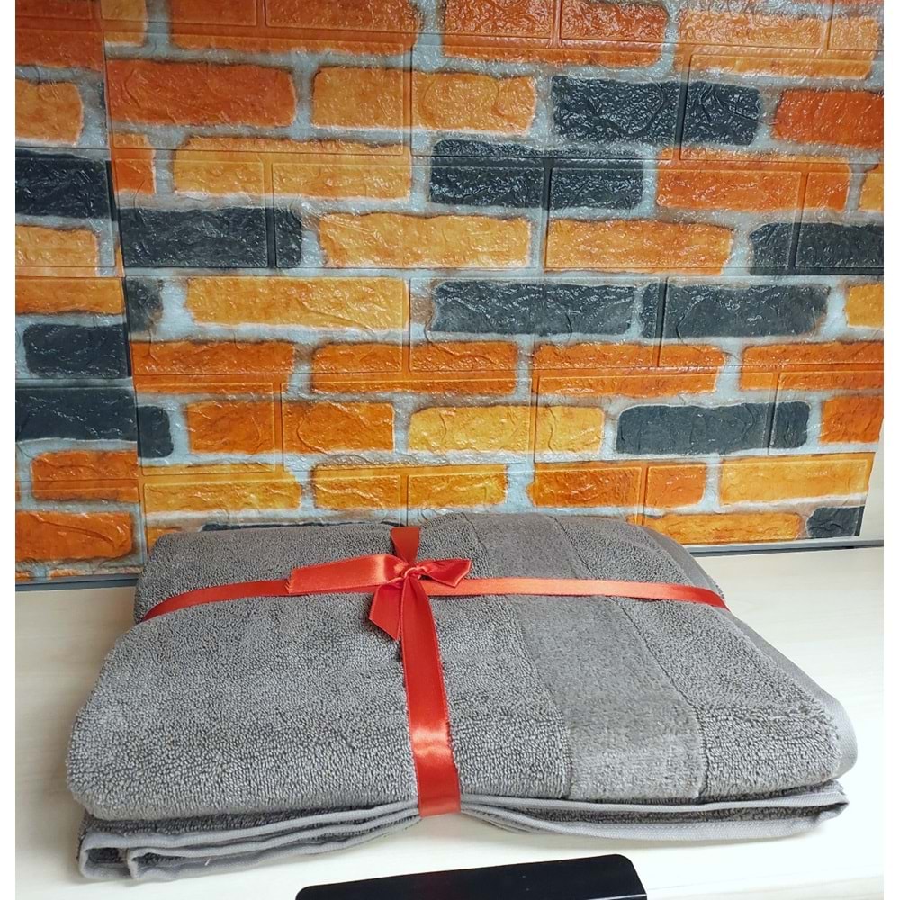 Özdilek Svv Border Büyük Boy Banyo Havlusu (89x173) - Charcoal (Orta Gri)