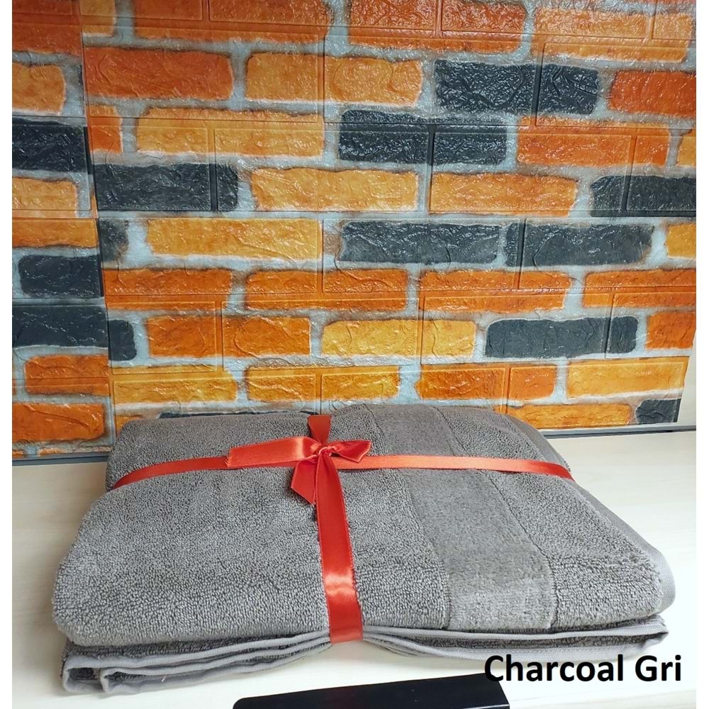 Özdilek Svv Border Büyük Boy Banyo Havlusu (89x173) - Charcoal (Orta Gri)