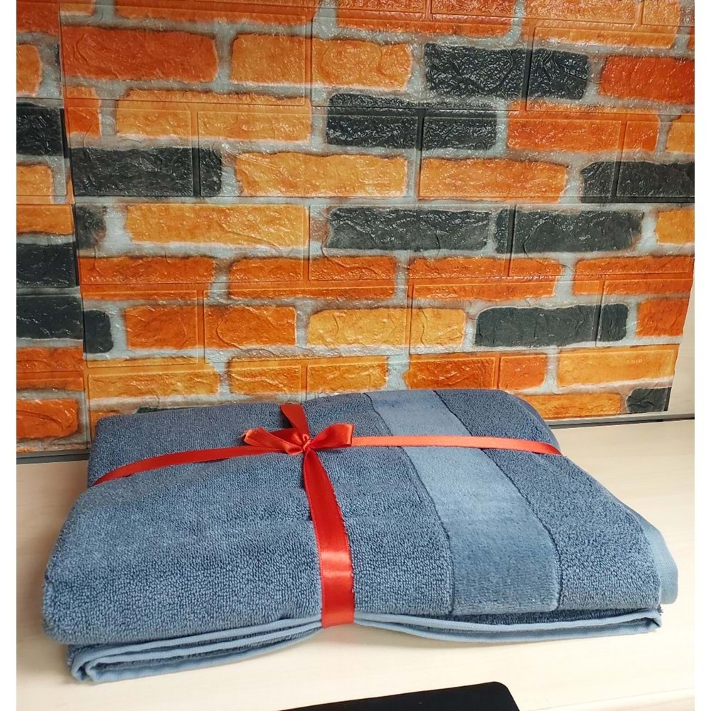 Özdilek Svv Border Büyük Boy Banyo Havlusu (89x173) - Ocean Blue (Okyanus Mavisi)