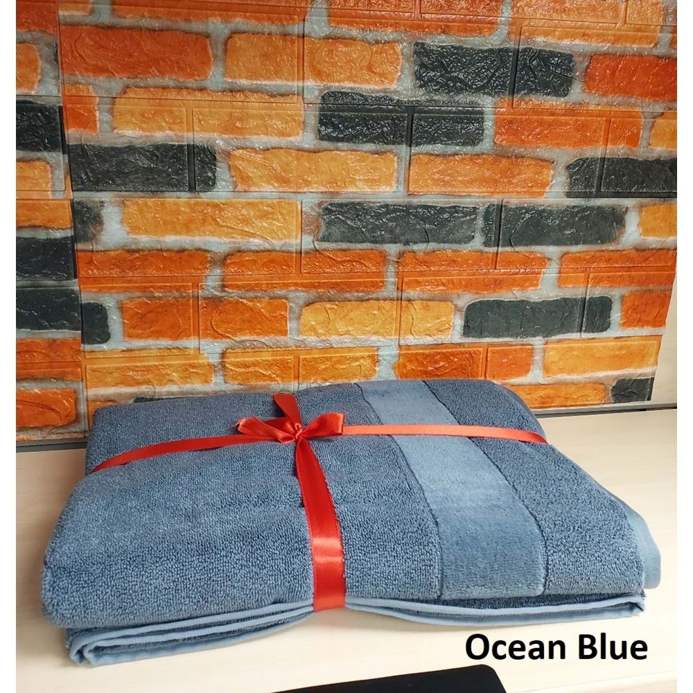 Özdilek Svv Border Büyük Boy Banyo Havlusu (89x173) - Ocean Blue (Okyanus Mavisi)
