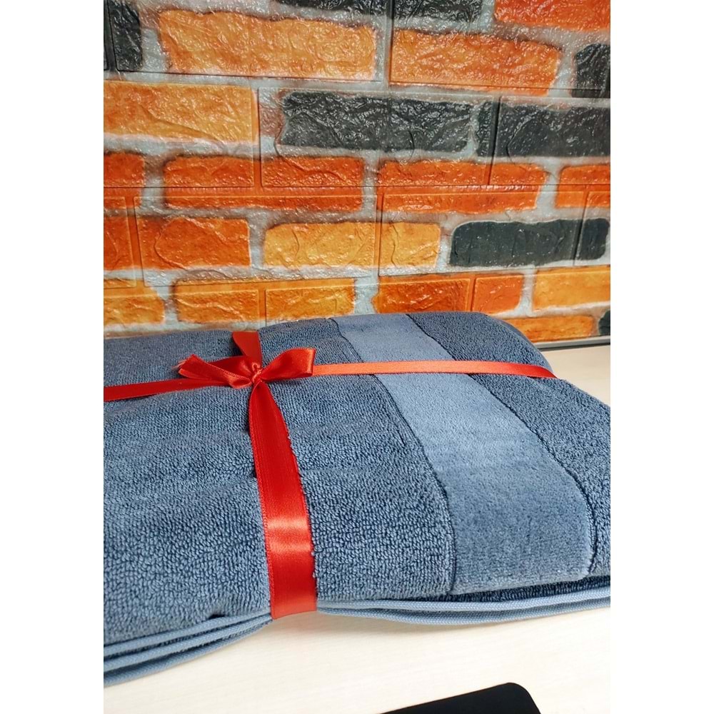 Özdilek Svv Border Büyük Boy Banyo Havlusu (89x173) - Ocean Blue (Okyanus Mavisi)