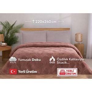 Özdilek Trendy Embos Çift Kişilik Battaniye (220x240)-Art Deco Sıcak Kahve Yeni