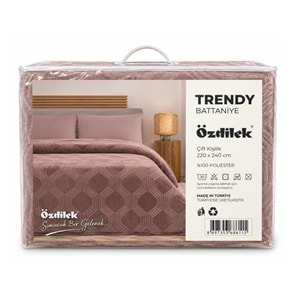 Özdilek Trendy Embos Çift Kişilik Battaniye (220x240)-Art Deco Sıcak Kahve Yeni