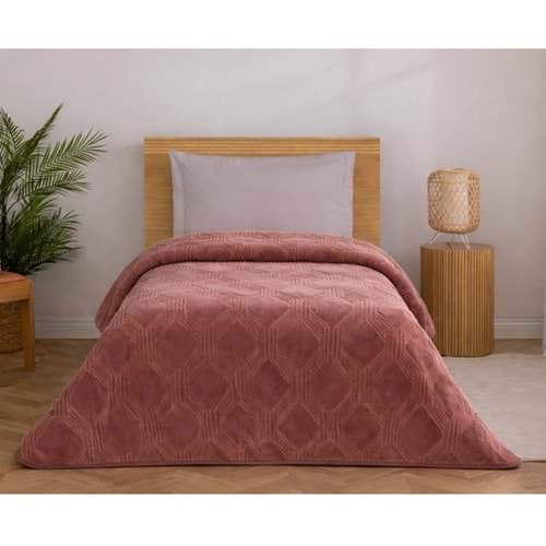 Özdilek Trendy Embos Tek Kişilik Battaniye(155x220)-Art Deco Sıcak Kahve