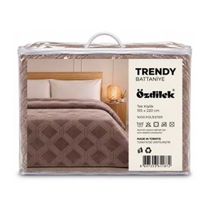 Özdilek Trendy Embos Tek Kişilik Battaniye(155x220)-Art Deco Sıcak Kahve