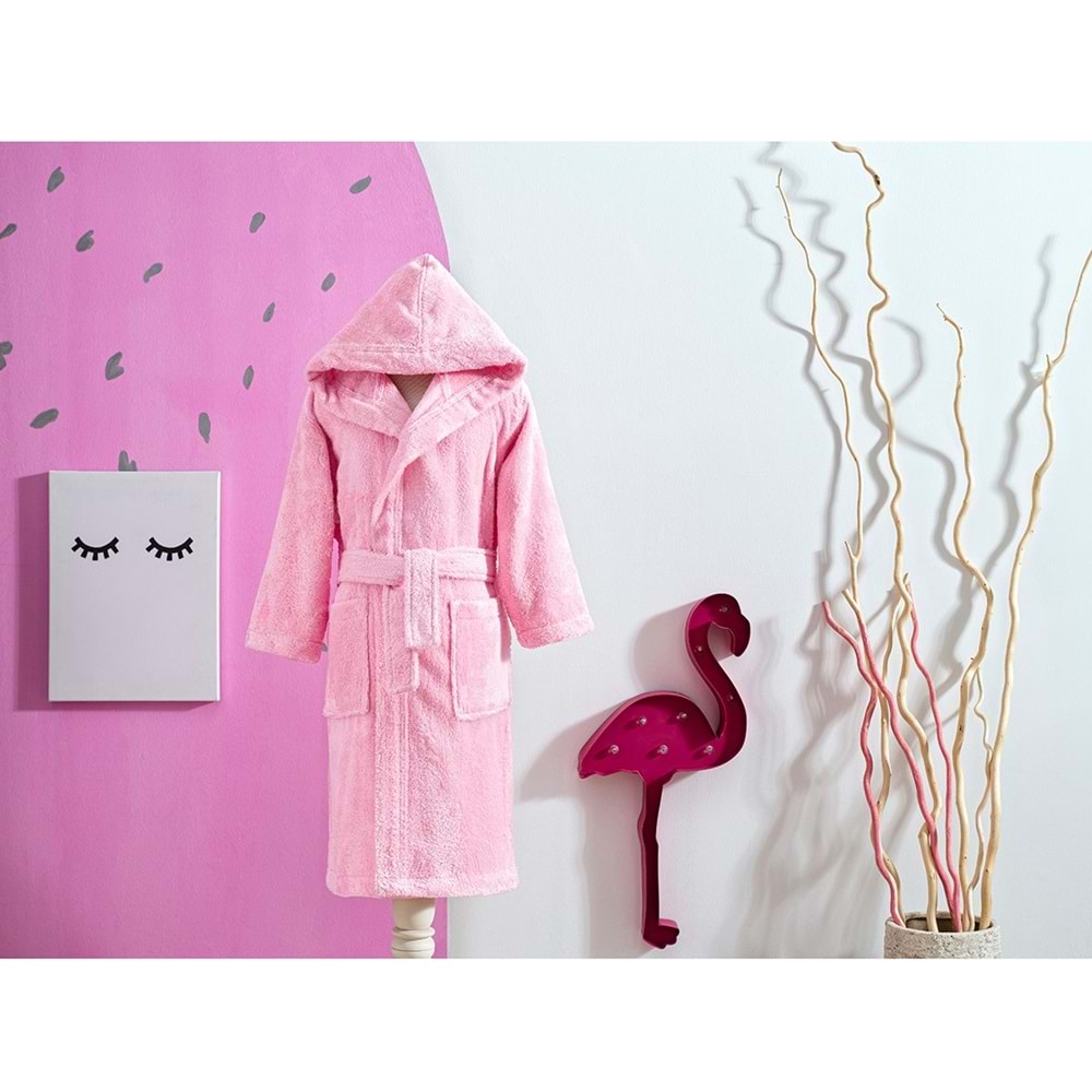 Özdilek Ashley Kapüşonlu Bambu Çocuk Bornozu 15 Yaş-Pembe