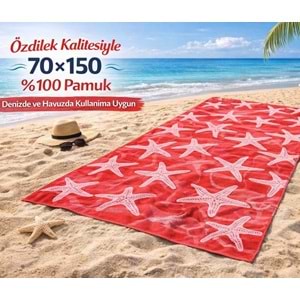 Özdilek Nice Plaj Havlusu (70x150)-Pink Stars