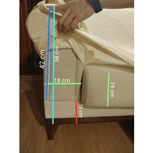 1 Adet Jakarlı (Outlet) Ağaç Kabuğu Krem Streç Kaplama Maxi Çekyat Koltuk Örtüsü