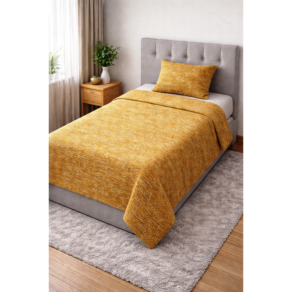 Akıllı ip El Dokuma Akriilik ip Tek Kişilik Yatak Örtüsü (160x 240 Gold