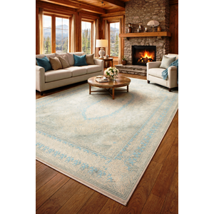 Nepal Sacaklı Halı 160*240 Turkuaz / krem