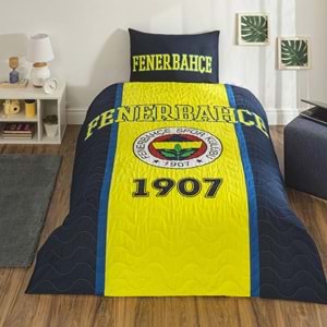 Taç Lisanslı Kapitoneli -Fenerbahçe Kanarya- Lastikli Çarşaflı Tek Kişilik 4 Mevsim Nevresim Takımı