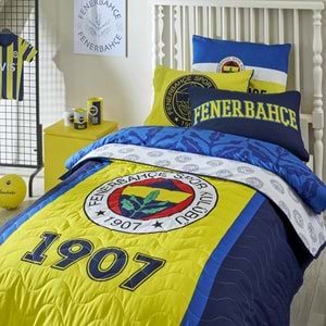 Taç Lisanslı Kapitoneli -Fenerbahçe Kanarya- Lastikli Çarşaflı Tek Kişilik 4 Mevsim Nevresim Takımı
