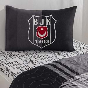 Taç Lisanslı Kapitoneli -Beşiktaş Taraftar- Lastikli Çarşaflı Tek Kişilik 4 Mevsim Nevresim Takımı