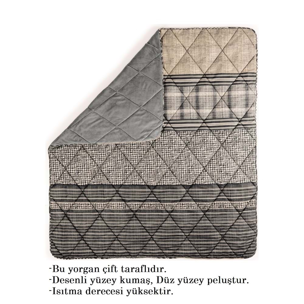 Cotton Box Velvet -Timbre Antrasit- Tek Kişilik Yorgan Çift Taraflı (155x215)