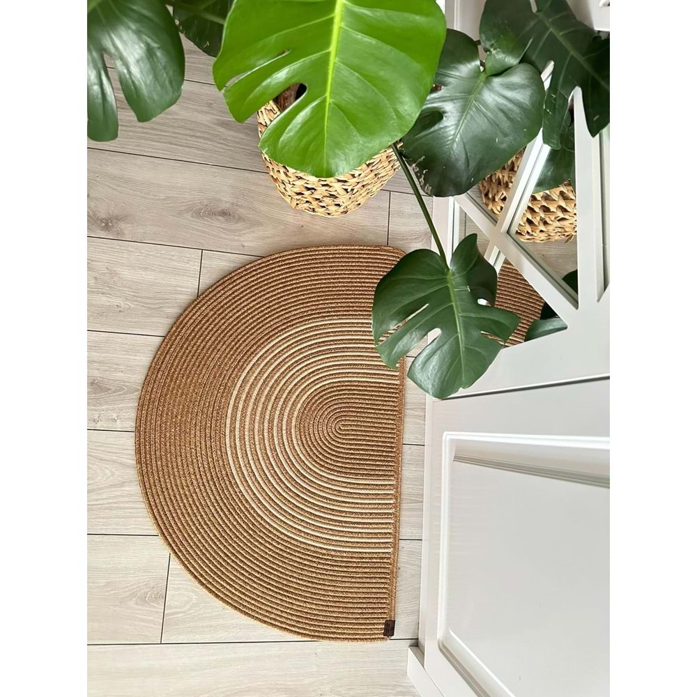 Jüt Hasır D Paspas, Kapı Önü Karşılama (40x70)-Bej Beyaz Çizgili