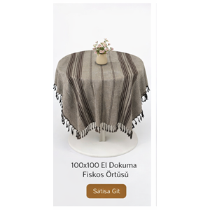 Manisa El Dokuma Hediyelik Fiskos Örtüsü f. İpek doku100*100 A GRİ
