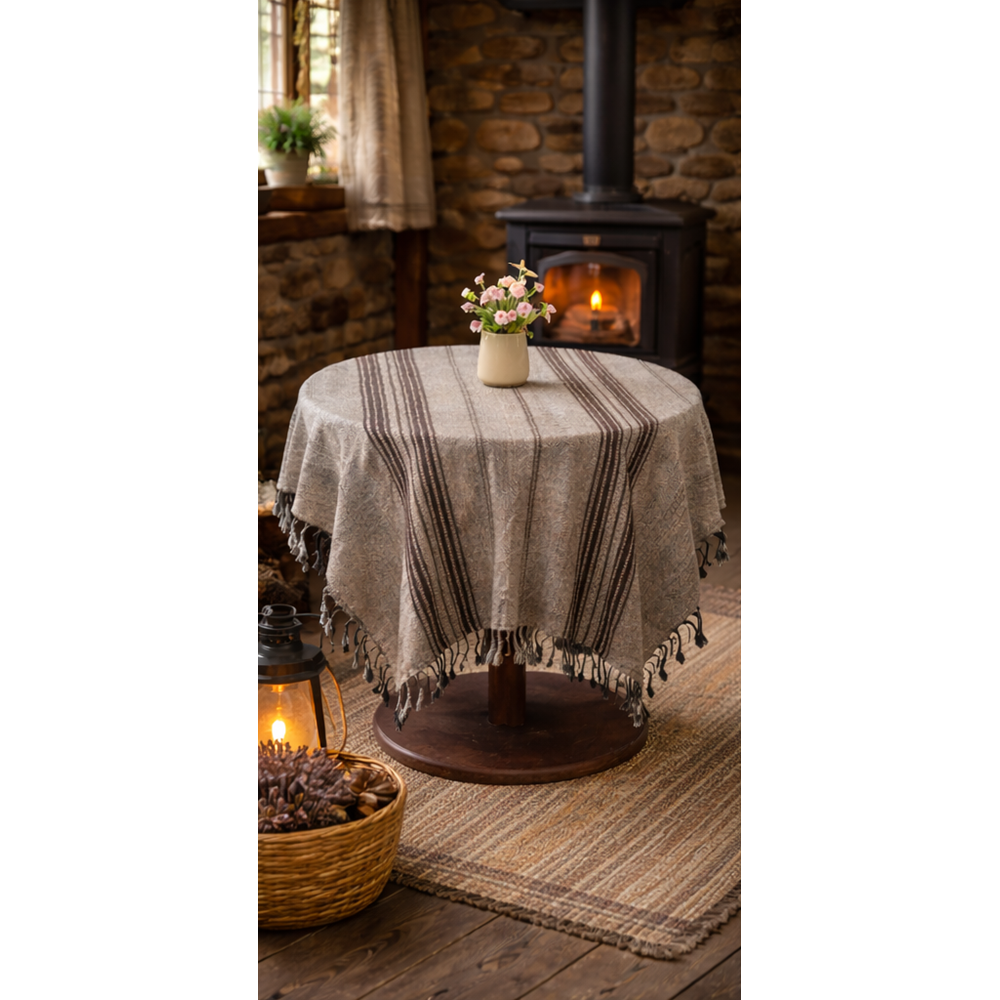 Manisa El Dokuma Hediyelik Fiskos Örtüsü f. İpek doku100*100 A GRİ