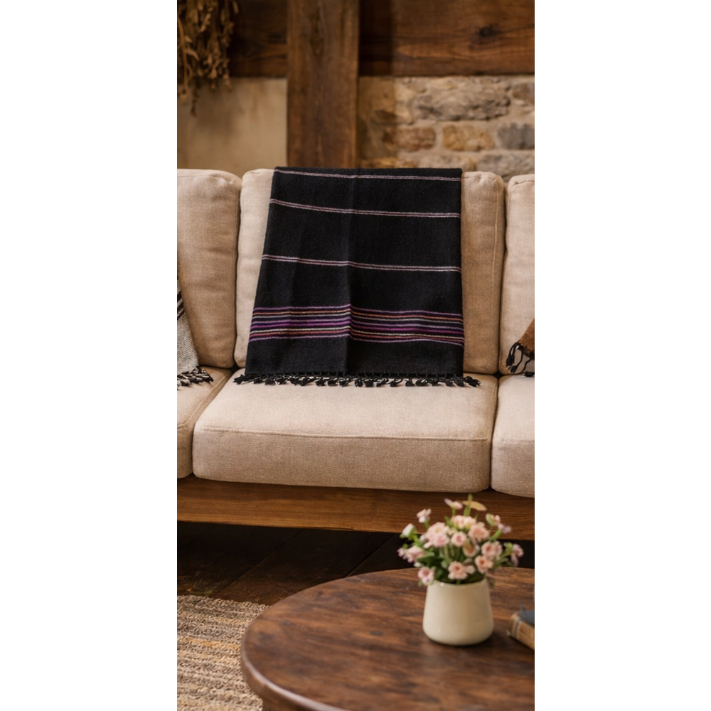 Manisa El Dokuma Hediyelik Fiskos Örtüsü f. İpek doku100*100 SİYAH 2