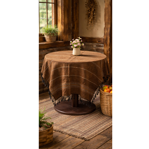 Manisa El Dokuma Hediyelik Fiskos Örtüsü f. İpek doku100*100 k kahve