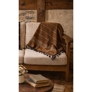 Manisa El Dokuma Hediyelik Fiskos Örtüsü f. İpek doku100*100 k kahve