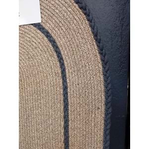 Jüt Hasır 2li Lüks Banyo Seti Paspas Takımı-Bej Kenarı Koyu Gri Örgülü