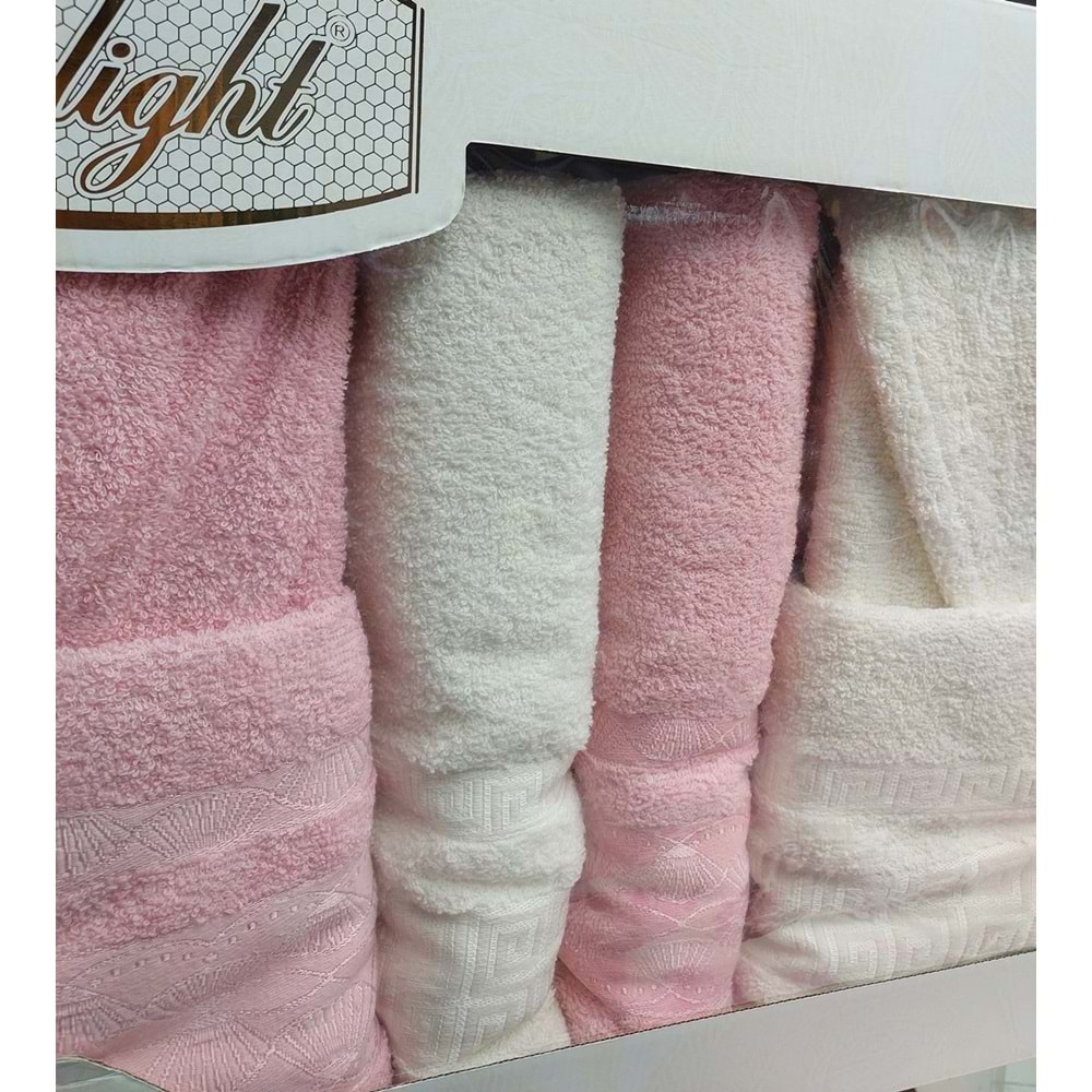 Limelight Select Ekonomik Aile Bornoz Seti (6 Parça)-Krem Pembe