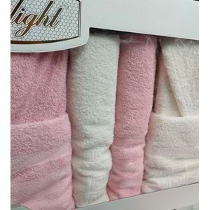 Limelight Select Ekonomik Aile Bornoz Seti (6 Parça)-Krem Pembe