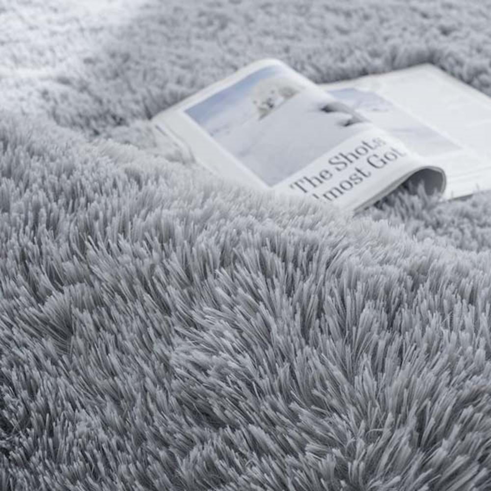 Evru Tavşan Tüyü Yumoş Post Halı (100 yuvarlak )GRİ