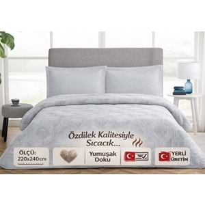 Özdilek Trendy Embos Çift Kişilik Battaniye (220x240)-Art Deco Gri Yeni