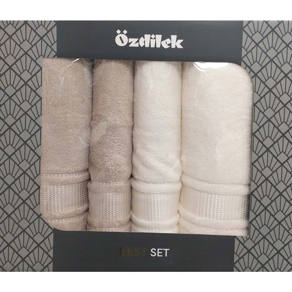 Özdilek Best Hamam Seti, Banyo Havlu Takımı (Büyük Boy)-Colourist Bej Krem