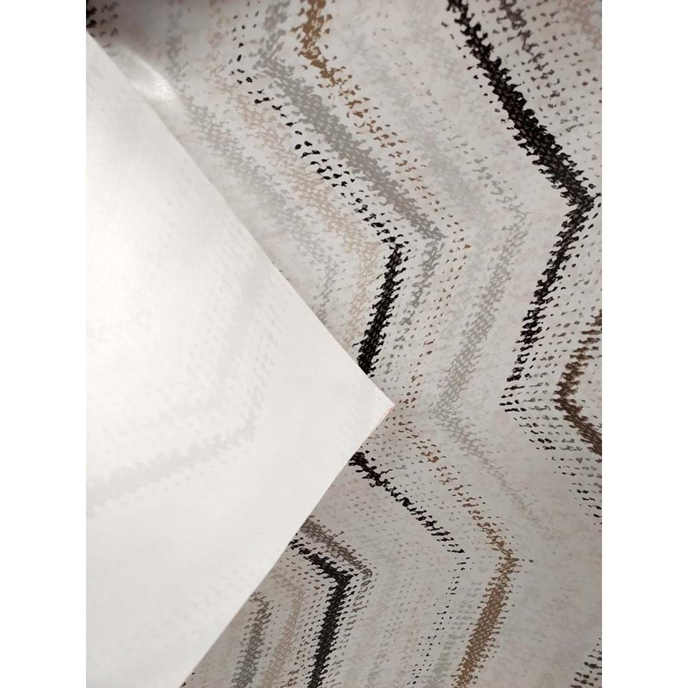 Kesme Masa Örtüsü Muşamba-Zigzag Gri Gold-140X500