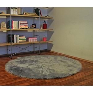 Evru Tavşan Tüyü Yumoş Post Halı (120x120)Gri