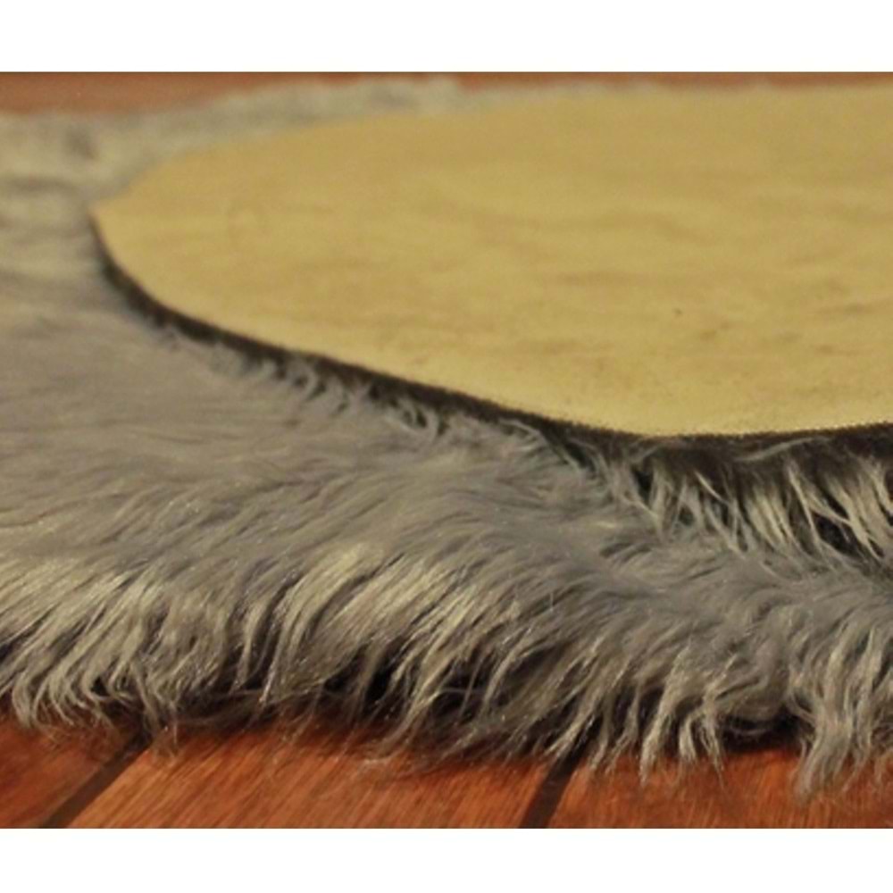 Evru Tavşan Tüyü Yumoş Post Halı (120x120)Gri