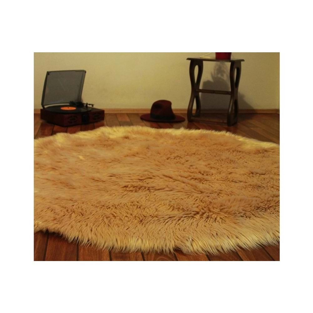 Evru Tavşan Tüyü Yumoş Post Halı (120x120) Camel