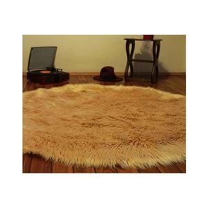 Evru Tavşan Tüyü Yumoş Post Halı (120x120) Camel