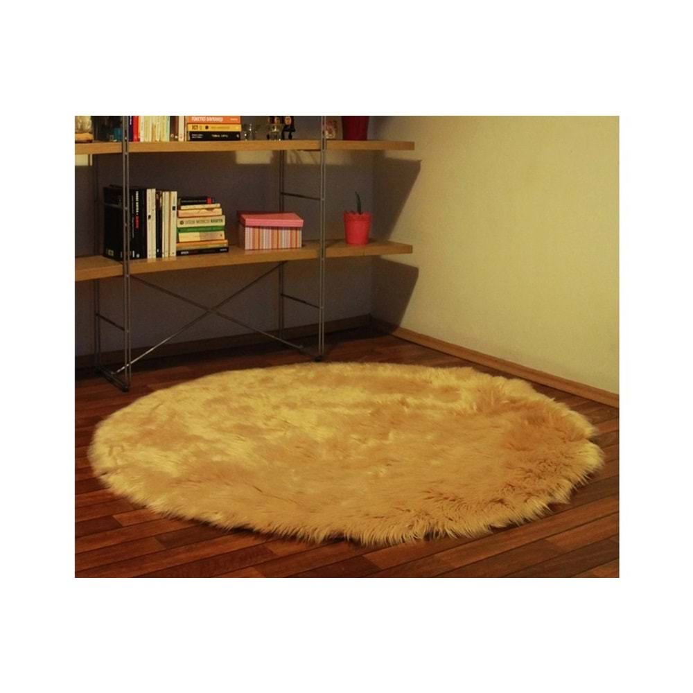 Evru Tavşan Tüyü Yumoş Post Halı (120x120) Camel