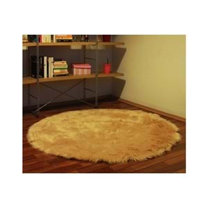 Evru Tavşan Tüyü Yumoş Post Halı (120x120) Camel