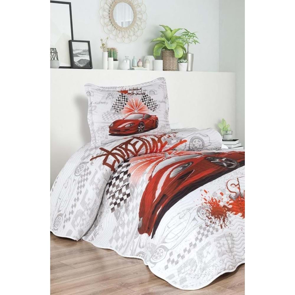 Belenay Dijital -Fast Car v3- Tek Kişilik Kapitone Yatak Örtüsü (175x240)