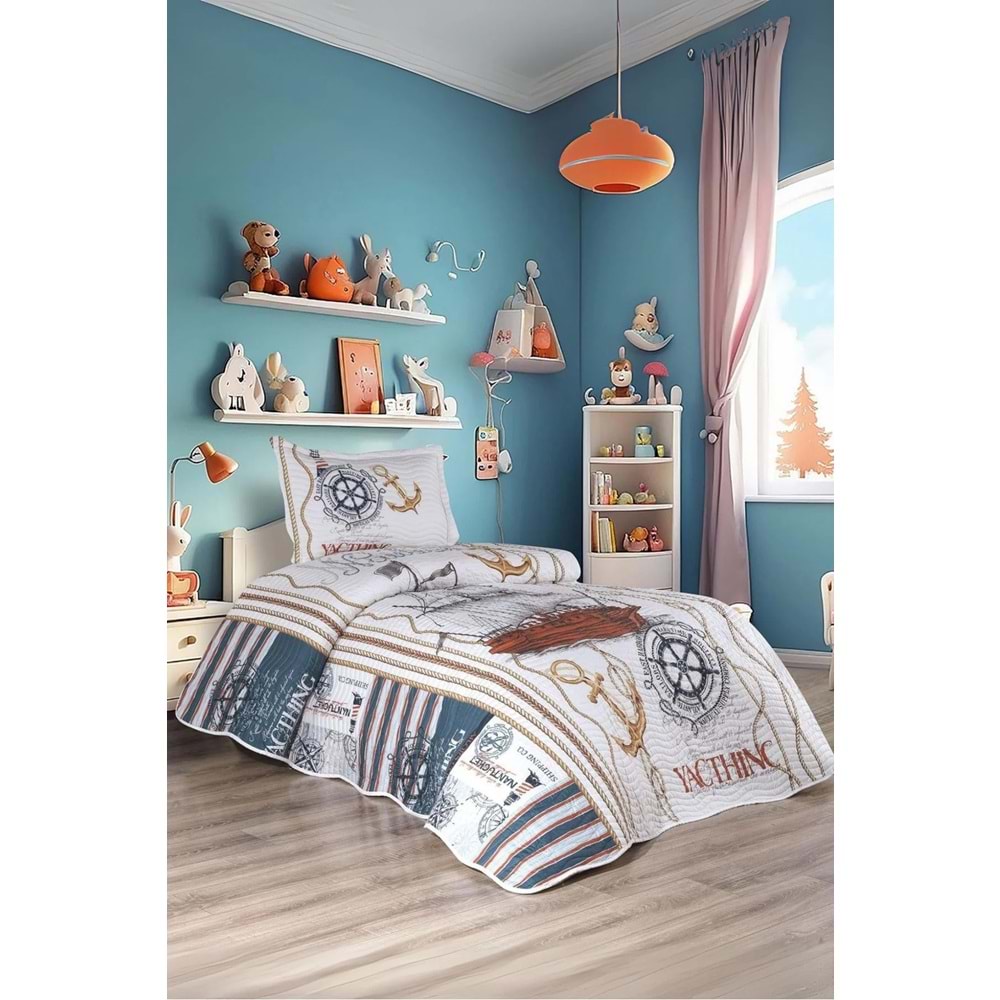 Belenay Dijital -Gemici- Tek Kişilik Kapitone Yatak Örtüsü (175x240)