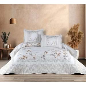 Belenay Dijital -Liora v1 Bej- Çift Kişilik Kapitone Yatak Örtüsü (240x260)