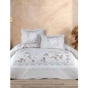 Belenay Dijital -Liora v1 Bej- Çift Kişilik Kapitone Yatak Örtüsü (240x260)