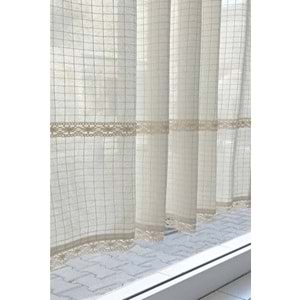 Buldan Monika 2 dantelli naturel otontik perde 150*140 2 prç