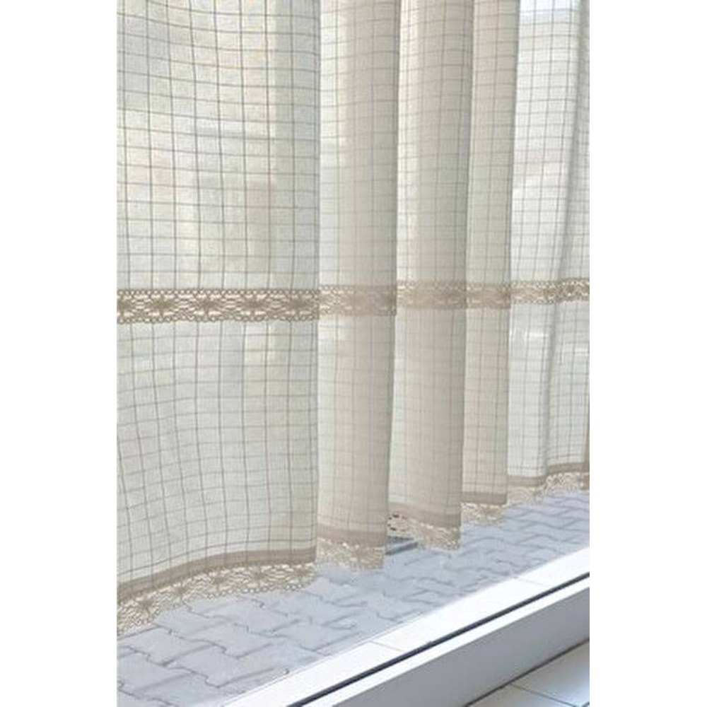 Buldan Monika 2 dantelli naturel otontik perde 150*160 2 prç