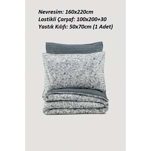 Cotton Box Ranforce -Molly Antrasit- Lastikli Çarşaflı Tek Kişilik Nevresim Takımı
