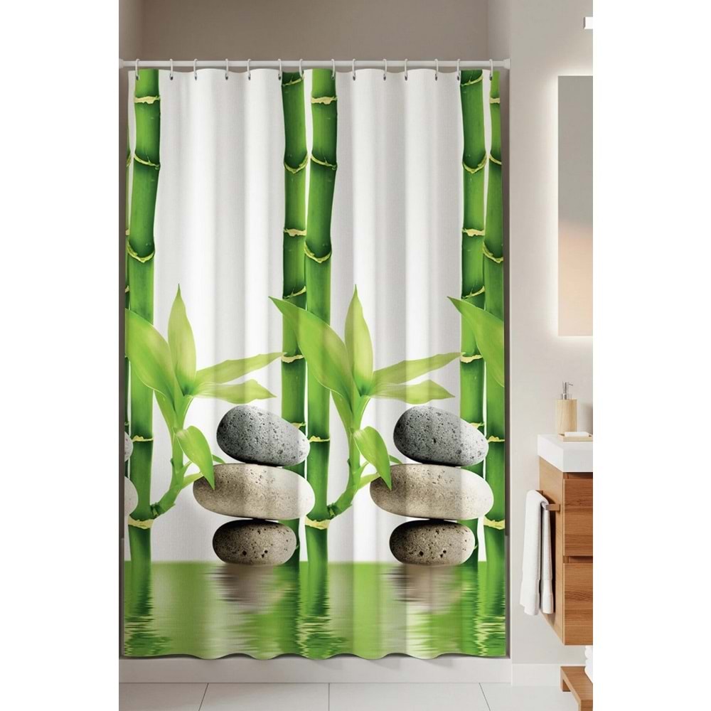 Tropik Home -Daisy Papatya- Çift Kanatlı Banyo Duş Perdesi (2x110x200)