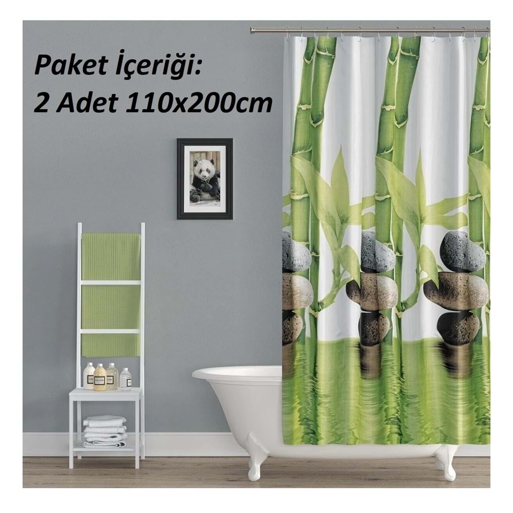 Tropik Home -Daisy Papatya- Çift Kanatlı Banyo Duş Perdesi (2x110x200)