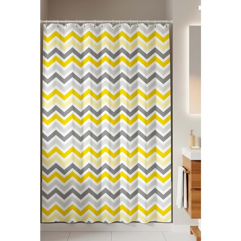 Tropik Home -Corner Play Gri- Çift Kanatlı Banyo Duş Perdesi (2x110x200)