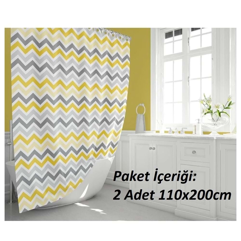 Tropik Home -Corner Play Gri- Çift Kanatlı Banyo Duş Perdesi (2x110x200)