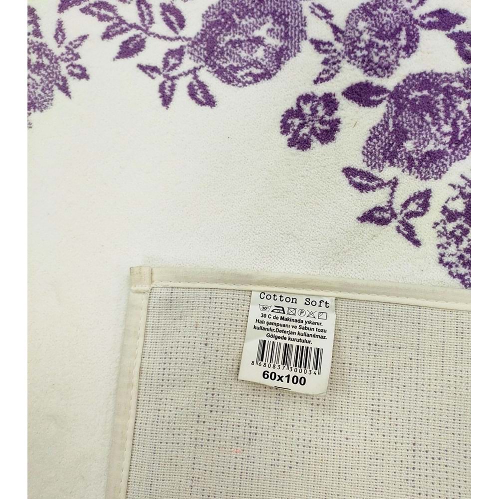 Cotton Soft -Lila Beyaz- 2li Banyo Seti, Paspas Takımı