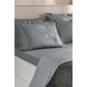 Özdilek -Corallino Antrasit- Pikeli Ranforce Çift Kişilik Nevresim Takımı (4 Yastık Kılıflı)